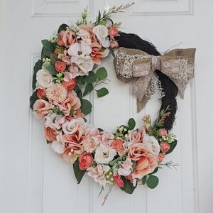 Handmade Spring Floral Grapevine Wreath